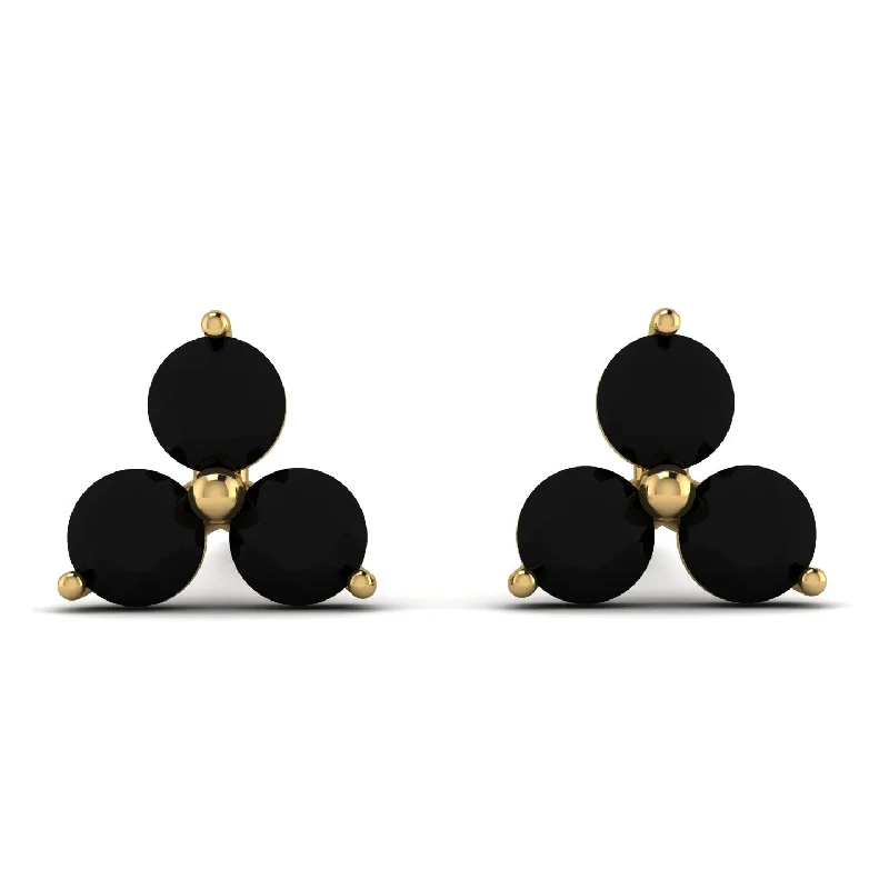 Women’s sleek earrings-Minimalist Black Diamond Stud Earrings - Jillian No. 7