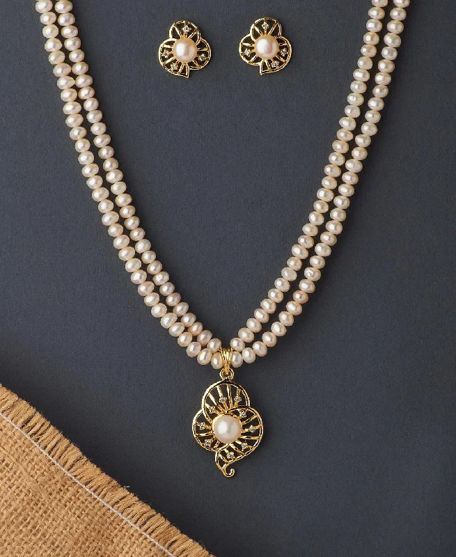 Women’s pendant necklace-Trendy Real Pearl Necklace Set