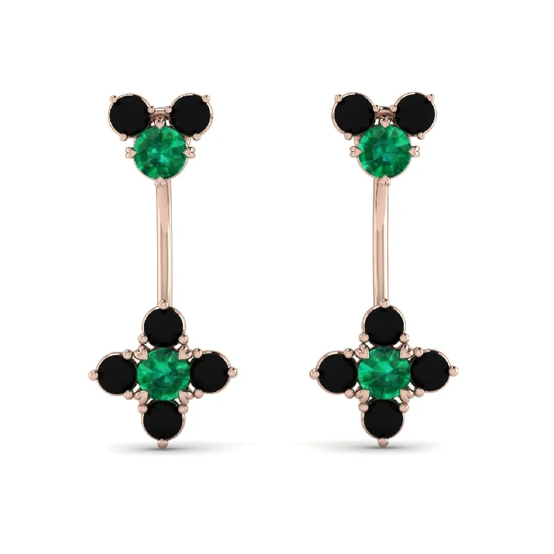 Women’s gold-plated hoop earrings-Hanging Emerald Compass Earrings - Brittany No. 35