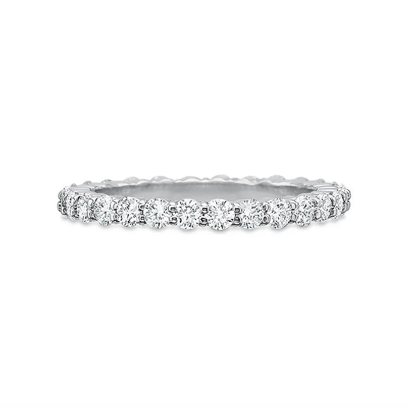 Women’s large diamond engagement ring-Full Round Diamond Shared Prong Eternity Band