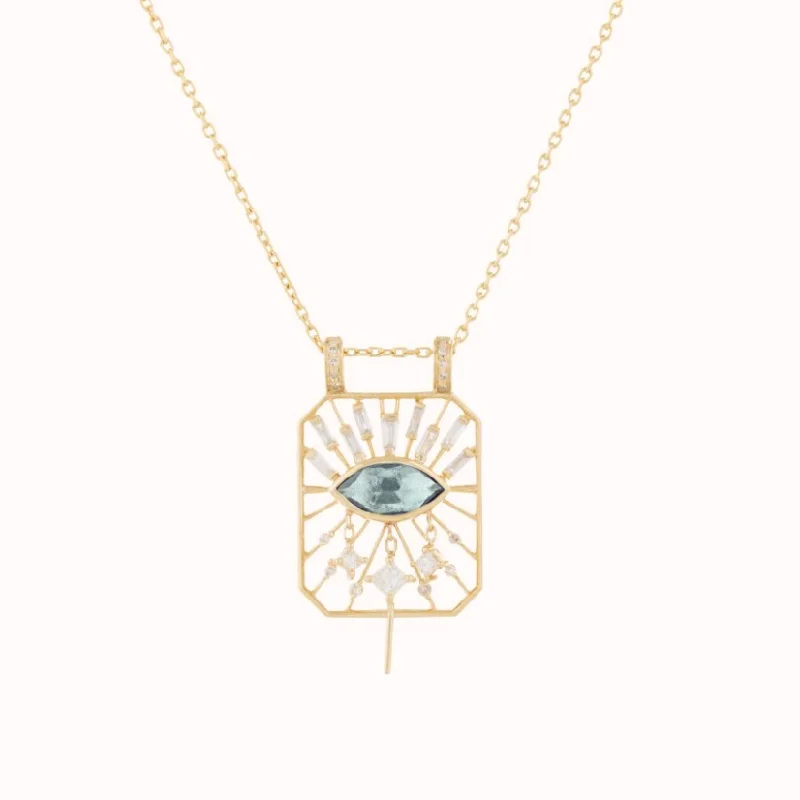 Women’s silver necklace-Aquamarine Open Eye Necklace