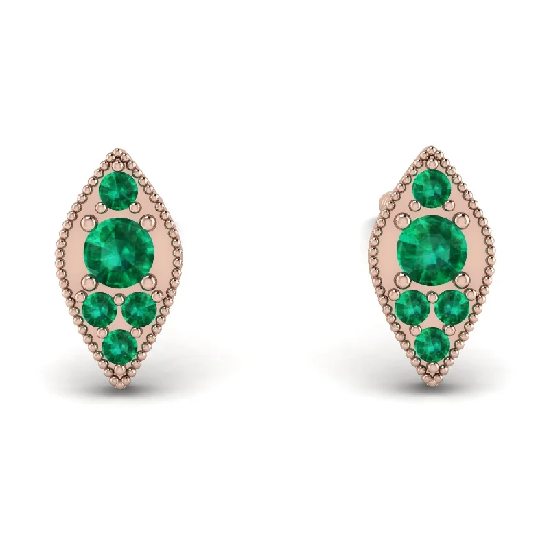 Women’s luxury earrings-Milgrain Marquise Emerald Earrings - Faye No. 20