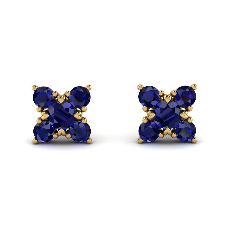 Women’s diamond drop earrings-Geometrical 5 Sapphires Stud Earrings - Noa No. 73