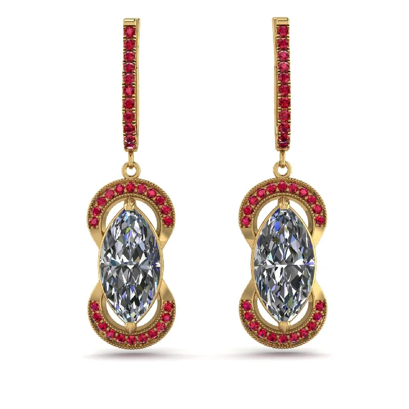 Women’s dangling gemstone earrings-Marquise Vintage Diamond Earrings - Marley No. 46