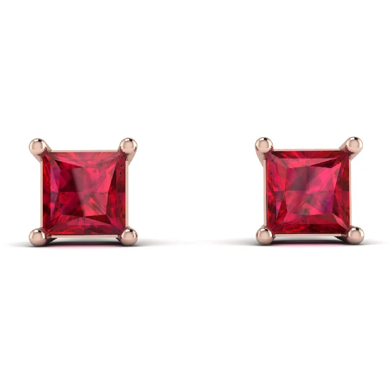 Women’s emerald earrings-Princess Cut Stud Earrings - Kenia No. 11