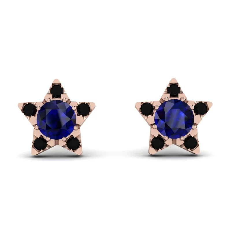 Women’s heart-shaped earrings-Star Halo Sapphire Earrings - Zelda No. 44