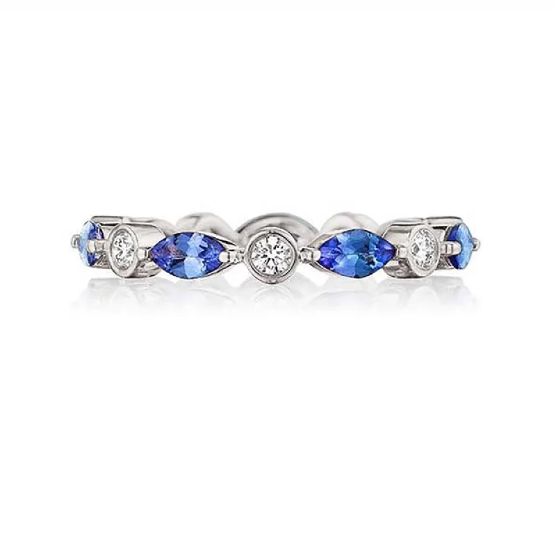 Women’s sapphire engagement ring-Diamond and Marquise Shape Sapphire Eternity Ring