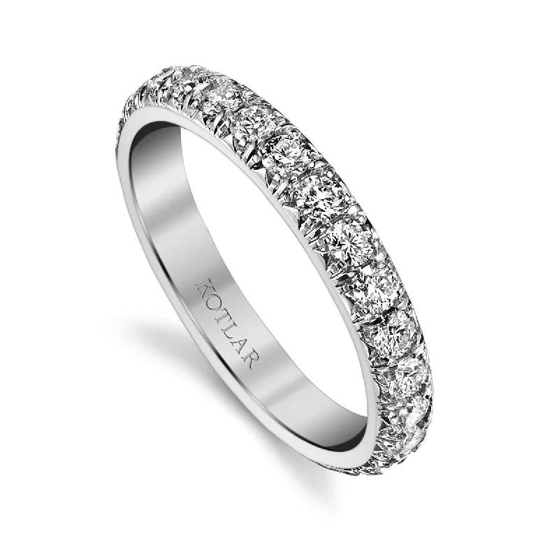 Women’s solitaire engagement ring-French Cut Artisan Pave Diamond Band