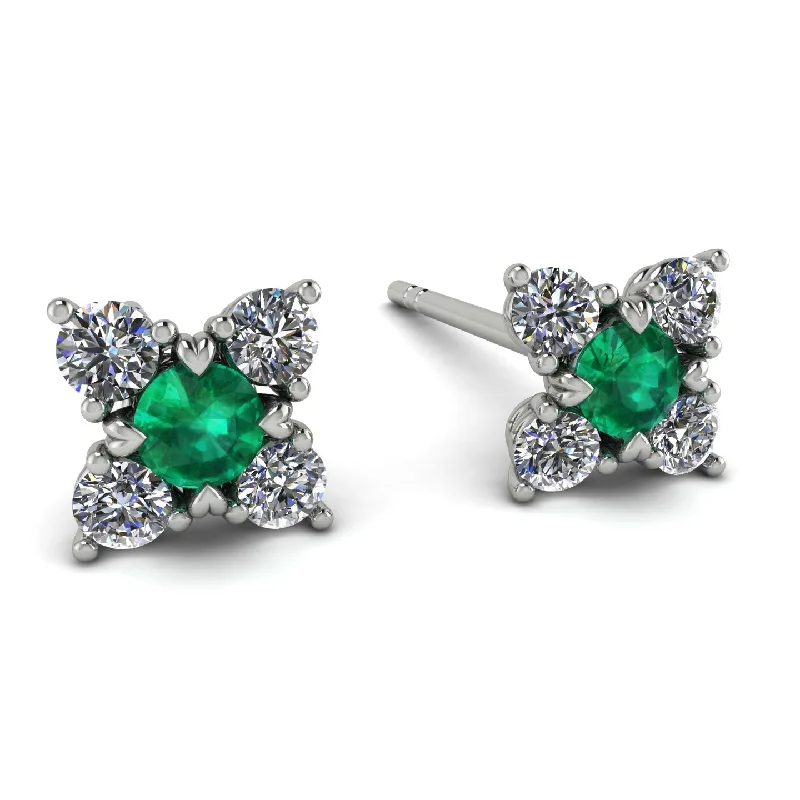 Women’s fashionable earrings-Geometrical 5 Emeralds Stud Earrings - Noa No. 6