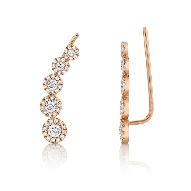 Women’s layered gold earrings-14KT GOLD 2/3 CTW DIAMOND EAR CLIMBER EARRINGS