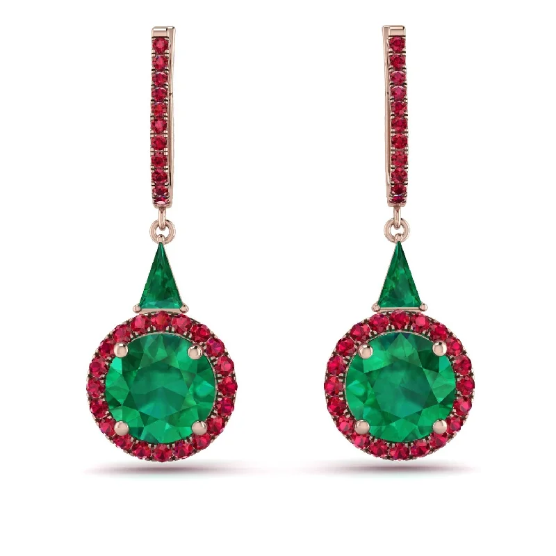 Women’s gold-plated earrings-Hidden Halo Emerald Earrings - Joanna No. 50