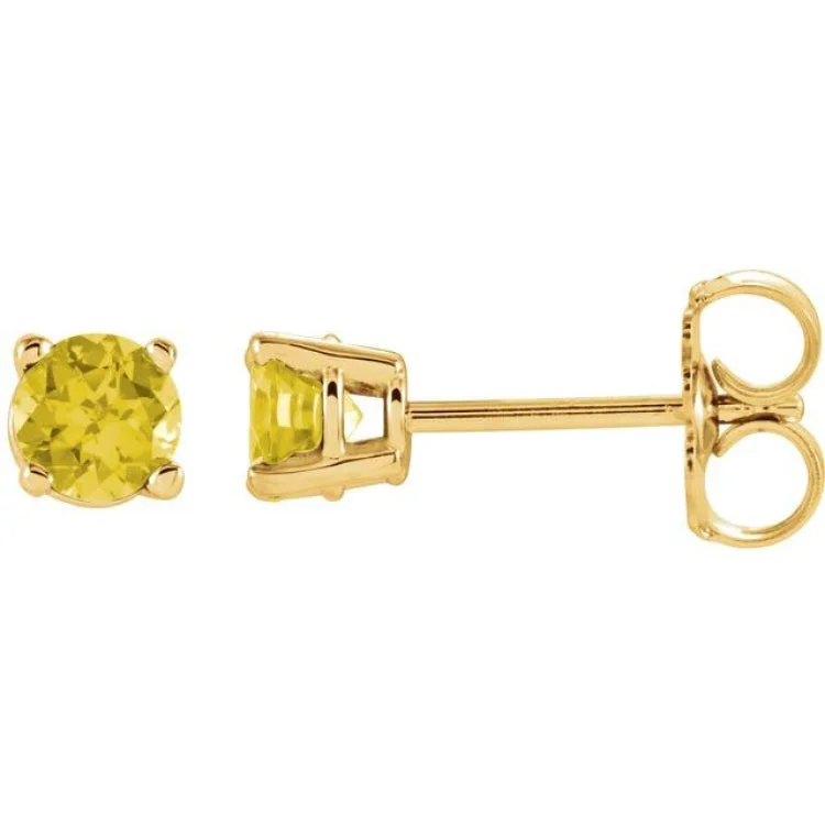 Women’s fancy earrings-14K Yellow 4 mm Natural Yellow Sapphire Stud Earrings