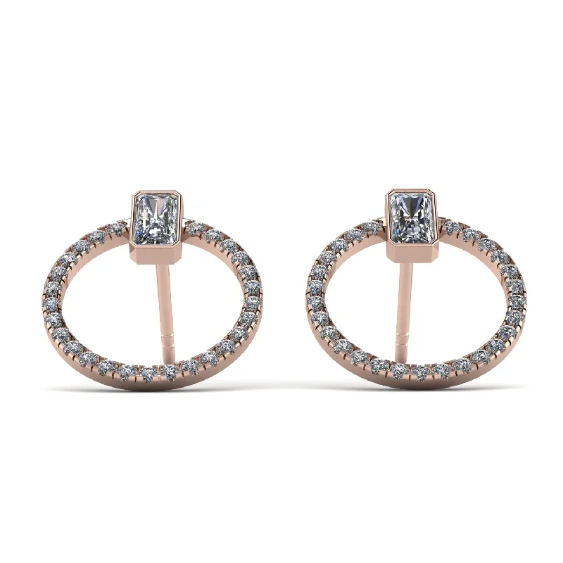 Women’s bohemian earrings-Emerald Cut Circle Diamond Earrings - Oaklyn No. 2