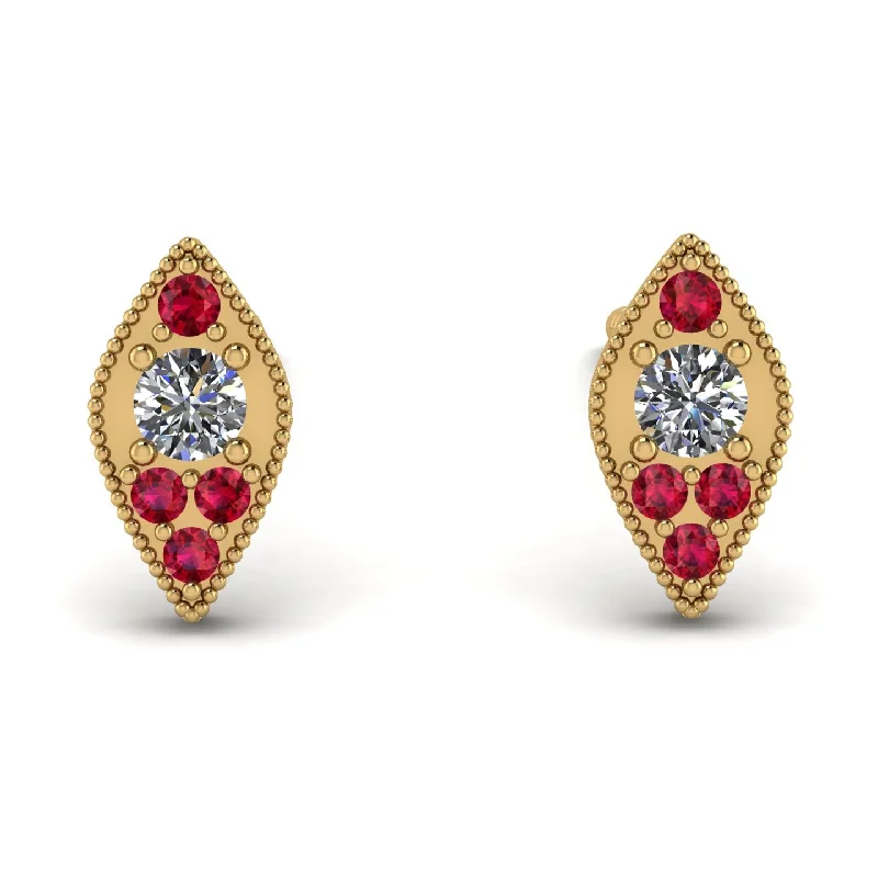 Women’s luxury diamond earrings-Milgrain Marquise Diamond Earrings - Faye No. 46