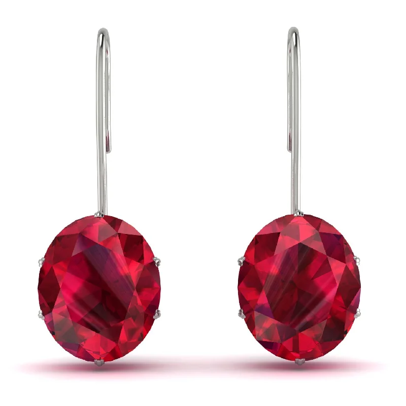 Women’s diamond stud earrings-Oval Hidden Halo Ruby Earrings - Gemma No. 27