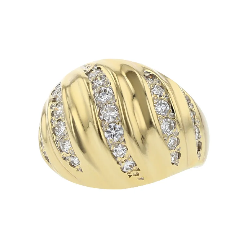 Women’s three-stone engagement ring-1.00-carat Diamond 14K Yellow Gold Dome Ring