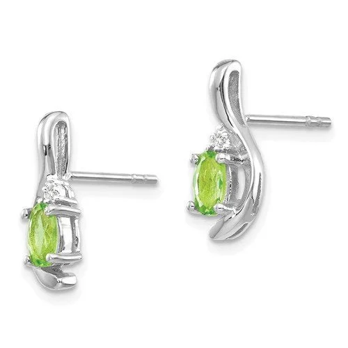 Women’s emerald earrings-14KT GOLD DIAMOND AND OVAL PERIDOT EARRINGS