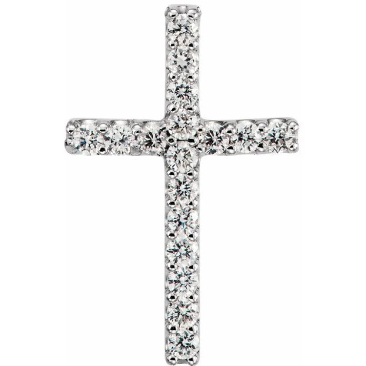 Women’s heart charm necklace-14K White .06 CTW Natural Diamond Petite Cross Pendant