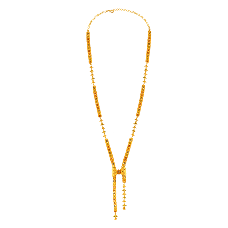 Women’s chunky necklace-Stunning 22k Gold Tie Chain With Meenakari Detailing