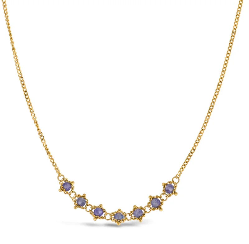 Women’s platinum necklace-Tanzanite Petite Textile Necklace