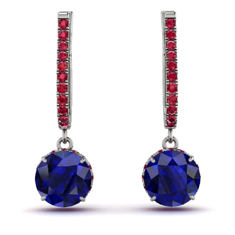 Women’s teardrop earrings-Sapphire Dangle Earrings With Hidden Halo - Adaline No. 60