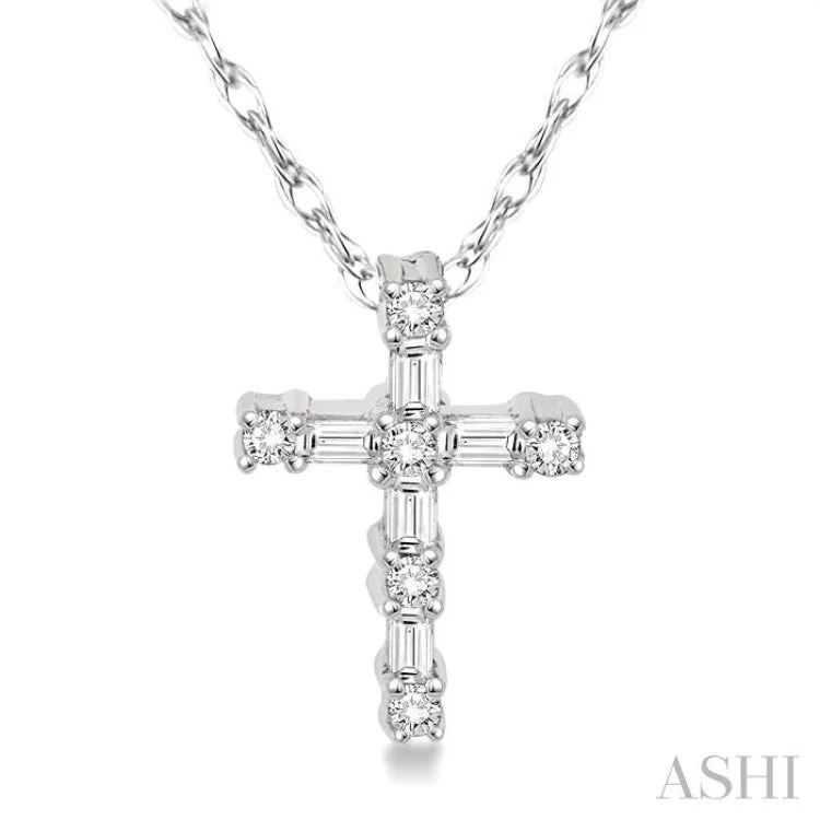 Women’s twisted necklace-1/20 Ctw Round Cut Diamond Cross Pendant in 10K White Gold with Chain