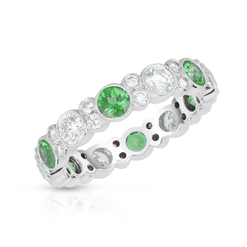 Women’s gold and diamond engagement ring-Colombian Emerald and Diamond Eternity Ring