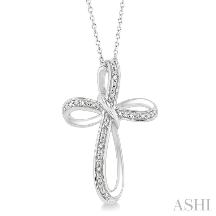 Women’s coin necklace-1/50 Ctw Infinity Cross Round Cut Diamond Pendant With Chain in Sterling Silver