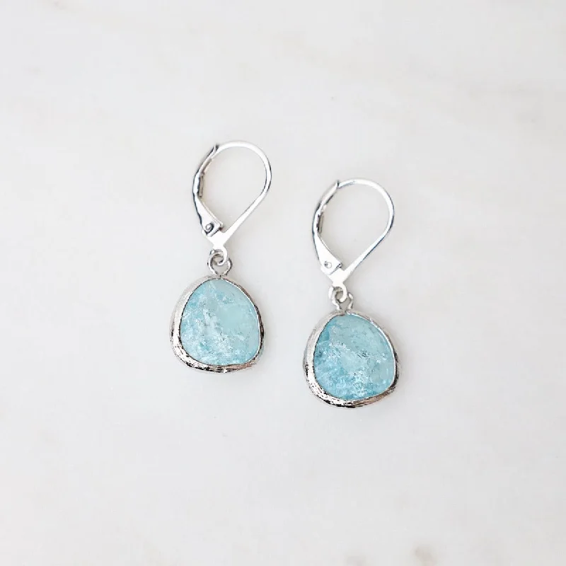 Women’s diamond earrings-Sterling Silver Aqua Rock Crystal Lever Back Earrings