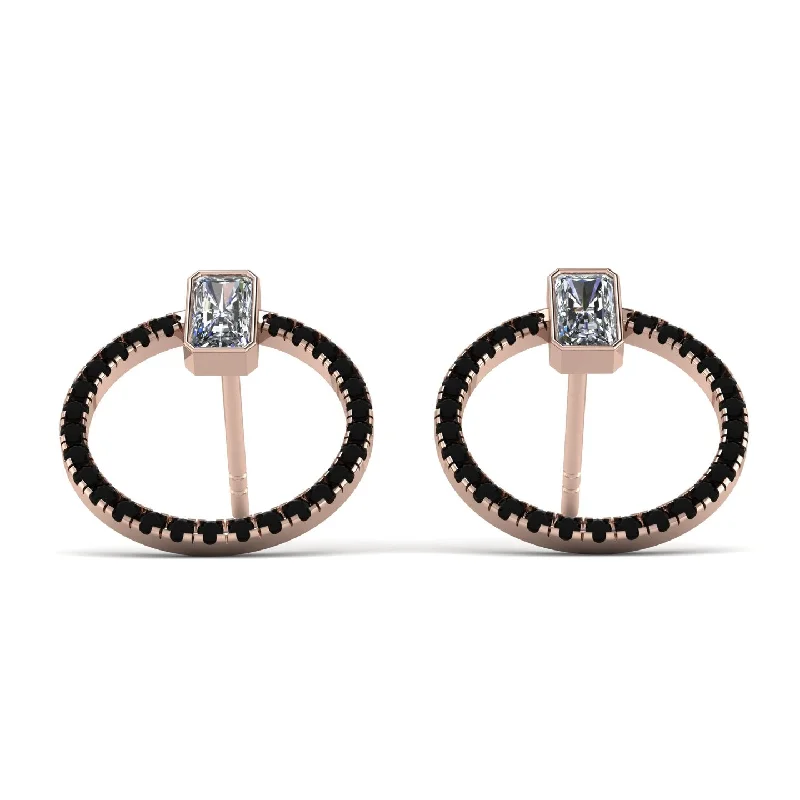 Women’s fancy earrings-Emerald Cut Circle Diamond Earrings - Oaklyn No. 32