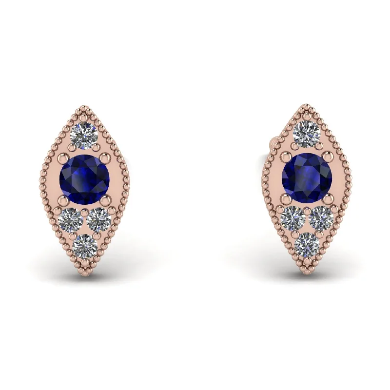 Women’s chandelier earrings-Milgrain Marquise Sapphire Earrings - Faye No. 14