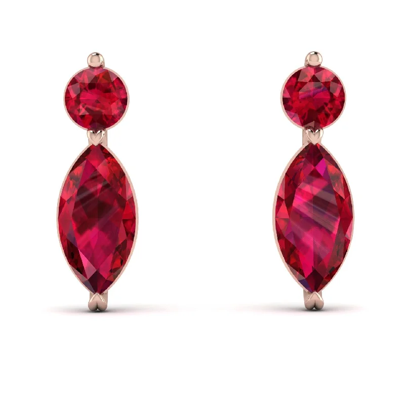 Women’s multi-colored earrings-Hanging Marquise Ruby Earrings - Lacey No. 11