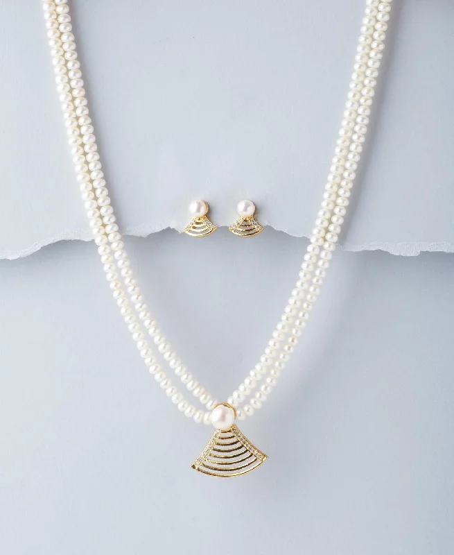 Women’s long necklace-Trendy Real Pearl Necklace Set