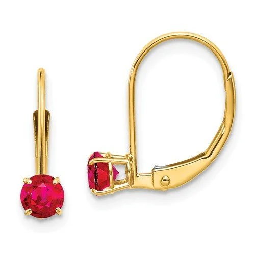 Women’s adjustable earrings-14KT YELLOW GOLD 0.70 CTW ROUND RUBY LEVERBACK EARRINGS