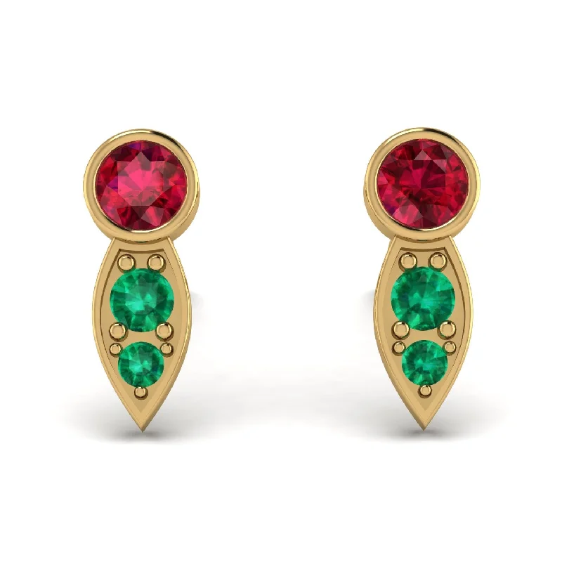 Women’s heart-shaped earrings-Bezel Ruby Earrings In Pear Shaped - Aniya No. 25