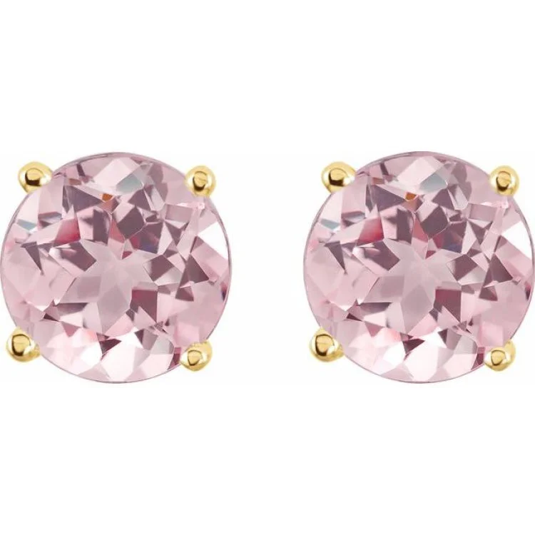 Women’s stud earrings-14K Yellow 5 mm Natural Pink Morganite Stud Earrings