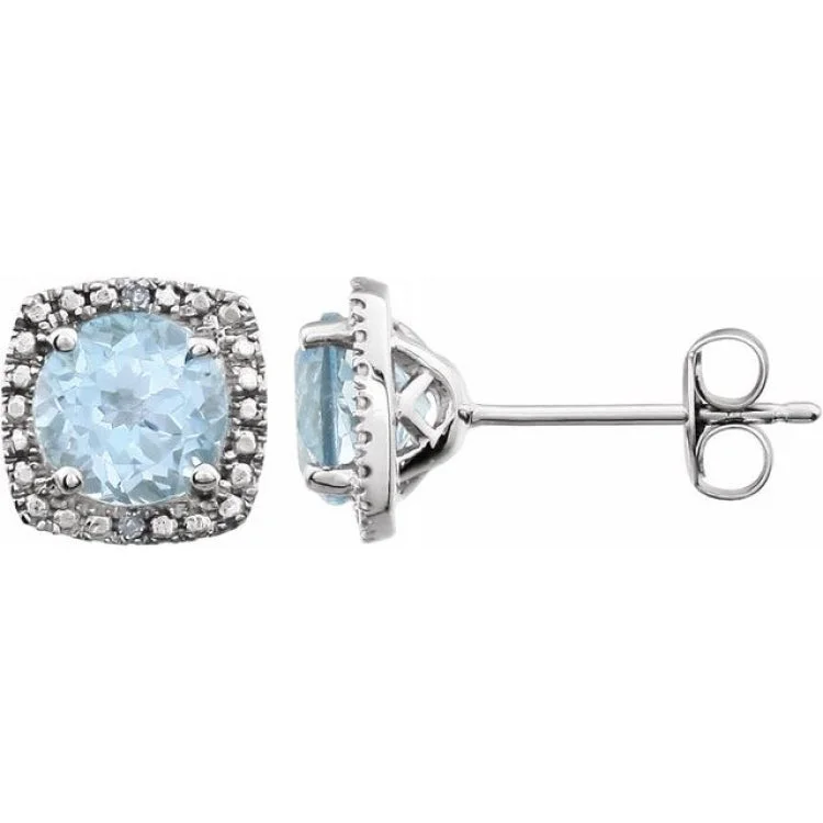 Women’s fashion earrings-Sterling Silver Natural Sky Blue Topaz & .015 CTW Natural Diamond Earrings