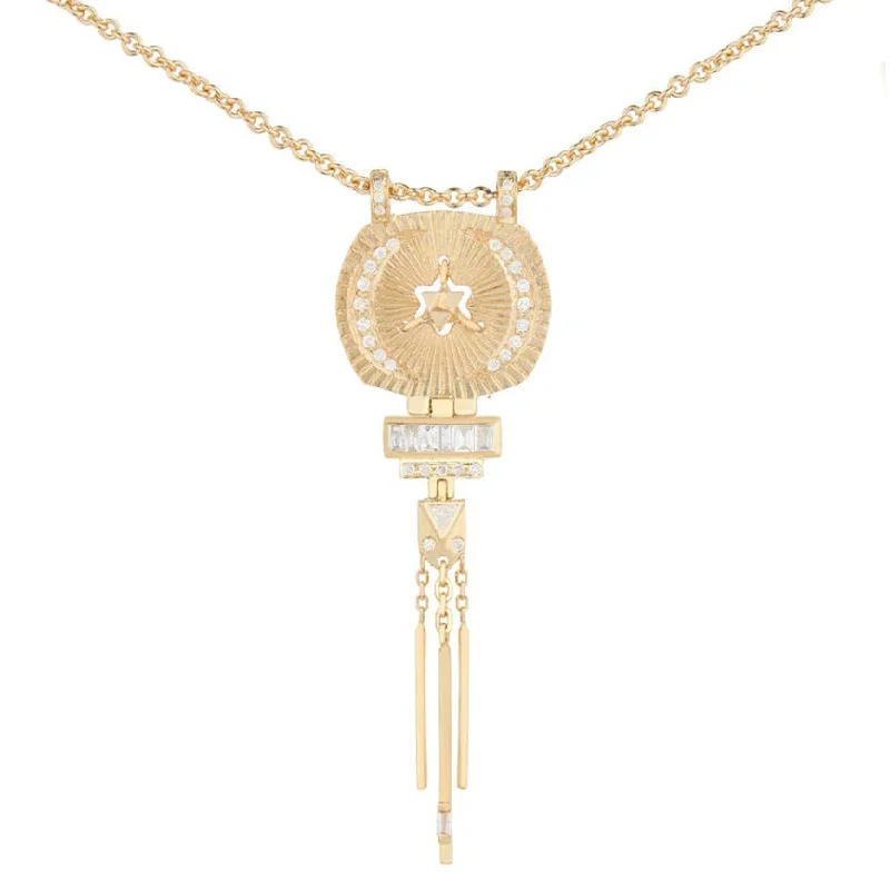 Women’s elegant necklace-Trillion & Baguette Diamonds Merkabah Necklace