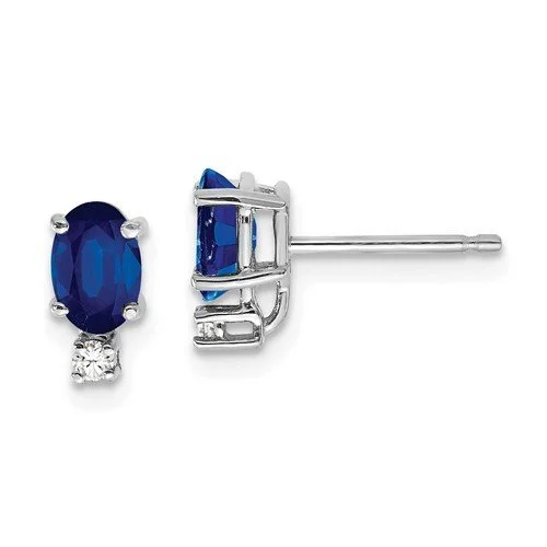 Women’s classy stud earrings-14KT GOLD 1.40 CTW SAPPHIRE & .04 CTW DIAMOND EARRINGS