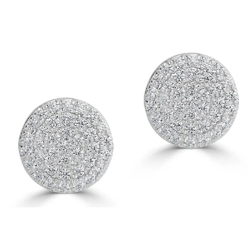 Women’s golden stud earrings-EMILIQUE 14KT GOLD 0.24 CTW DIAMOND PAVÉ CIRCLE STUD EARRINGS