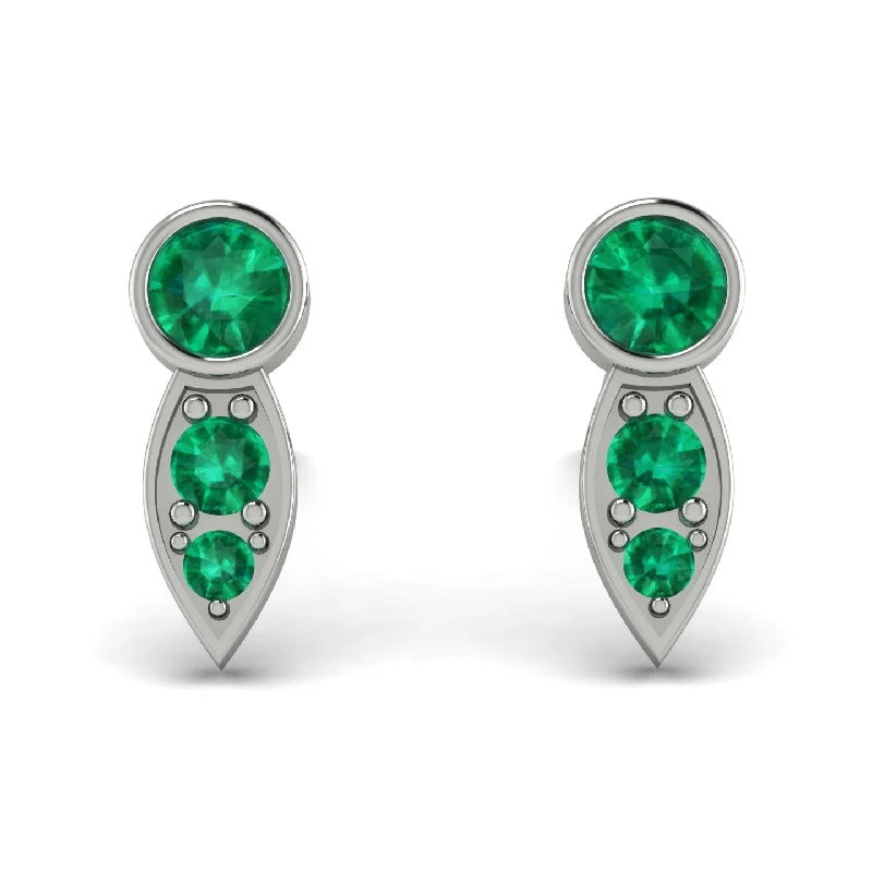 Women’s fancy earrings-Bezel Emerald Earrings In Pear Shaped - Aniya No. 21