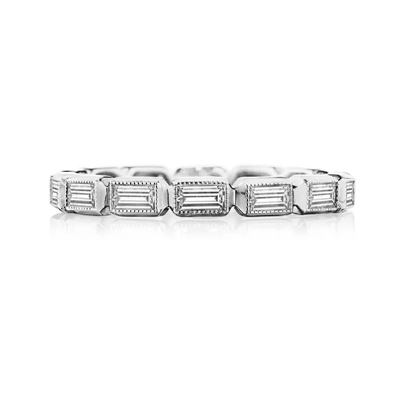 Women’s engagement ring with colored stones-Bezel Set Baguette Diamond Eternity Band