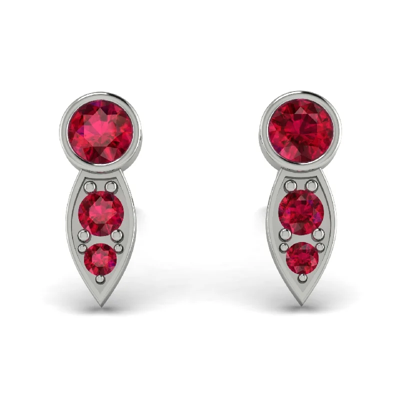 Women’s stylish earrings-Bezel Ruby Earrings In Pear Shaped - Aniya No. 57