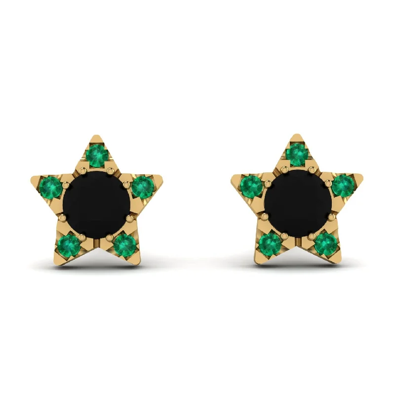 Women’s pearl earrings-Star Halo Black Diamond Earrings - Zelda No. 22