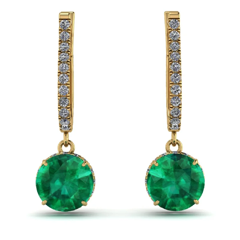 Women’s sapphire earrings-Emerald Dangle Earrings With Hidden Halo - Adaline No. 4