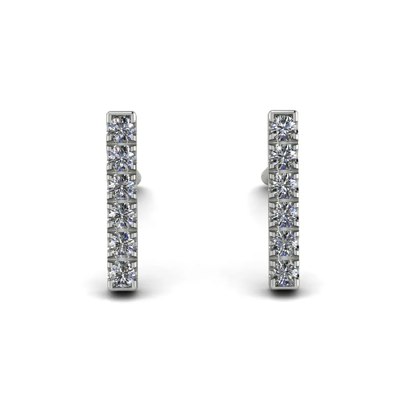 Women’s gold hoop earrings-Geometrical Gold Bar Diamond Earrings - Bonnie No. 3