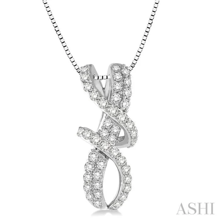 Women’s handmade necklace-1/2 Ctw Round Cut Diamond Pendant in 14K White Gold with Chain