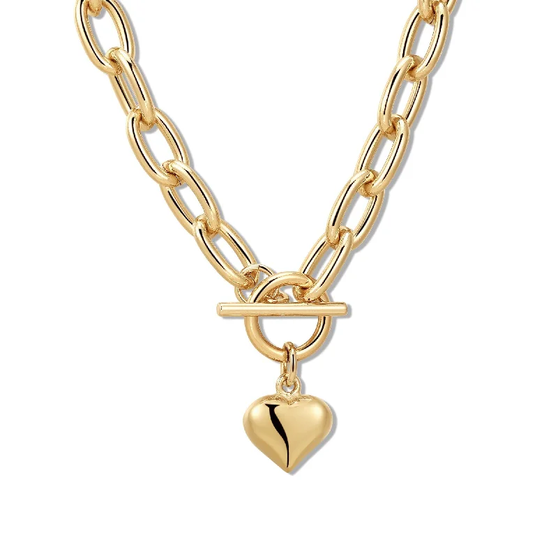 Women’s dainty necklace-Alana Puffy Heart Charm Necklace