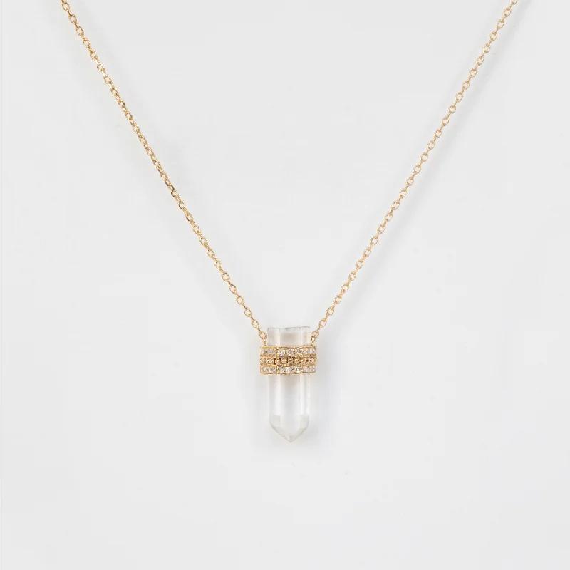 Women’s statement necklace-Quartz and Diamond Healing Necklace