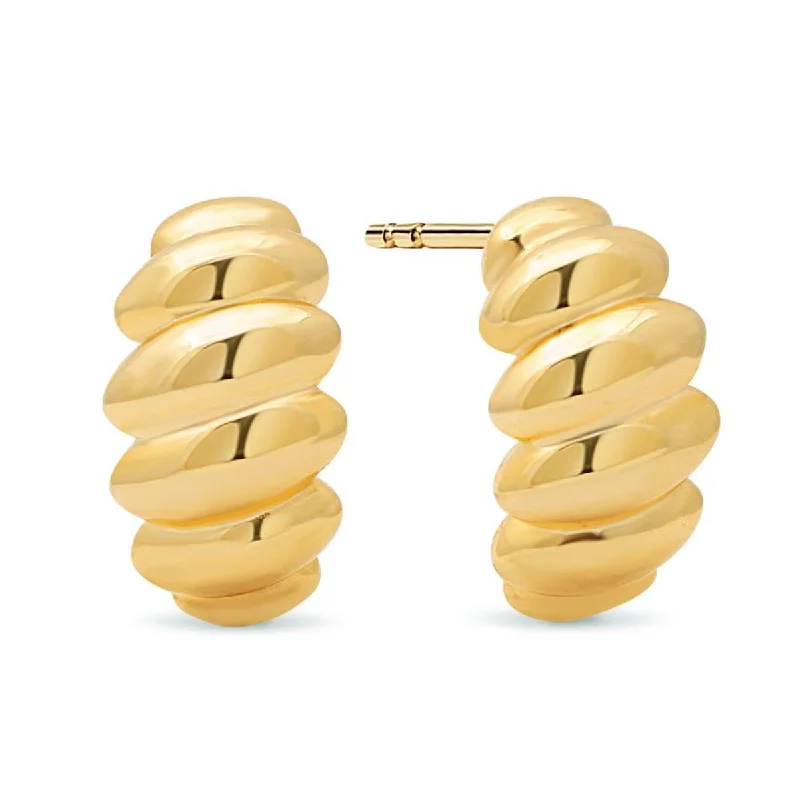 Women’s layered gold earrings-Croissant Dome Stud Earrings